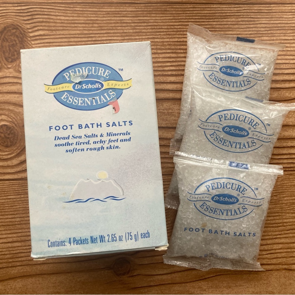 Dr. Scholls Foot Bath Salts Pedicure Essentials 3 Packets Sea Salt Minerals 1998
